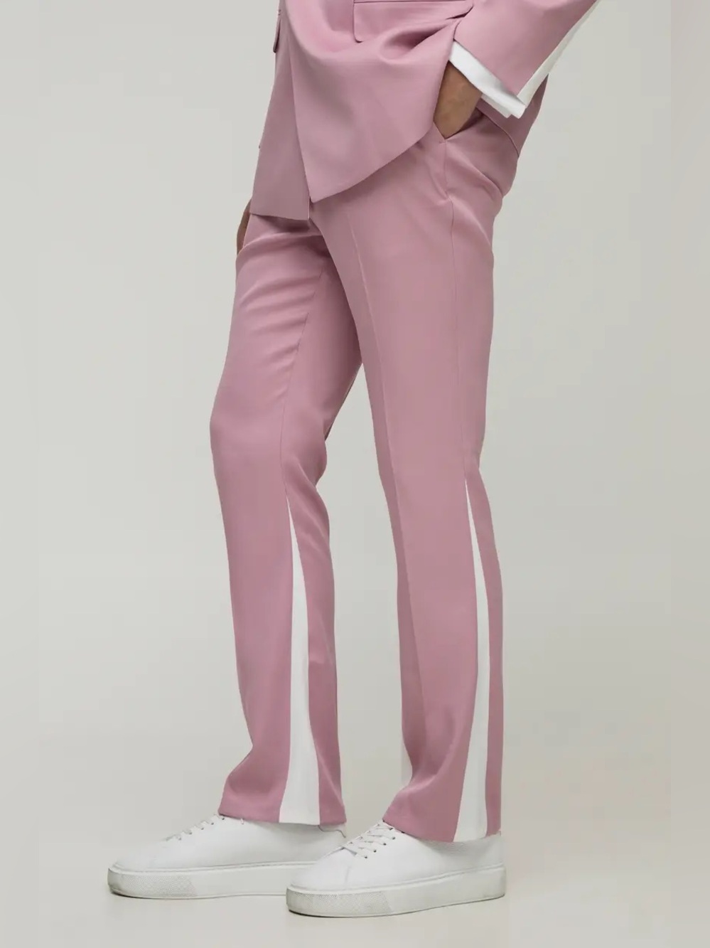 Straight Fit Contrast Panel Suit Blazer Slim Flare Trousers XS - Picture 7 of 8